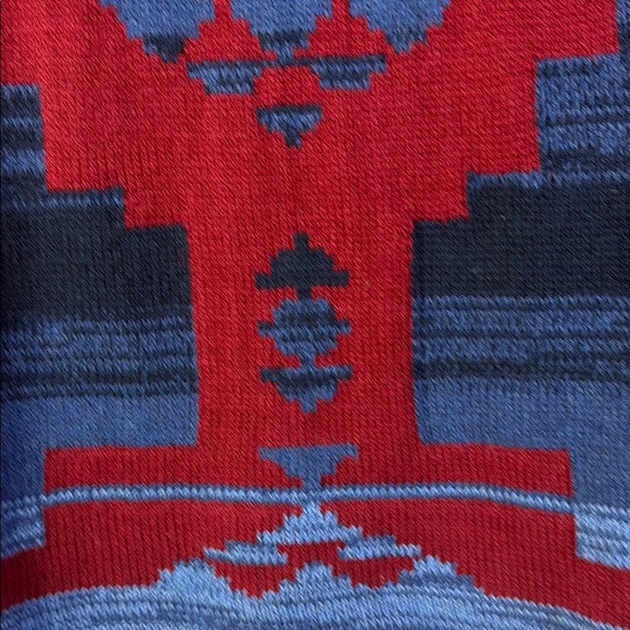 Chaps Blue and Red Southwestern Tribal Patterned Vest - Picture 6 of 10